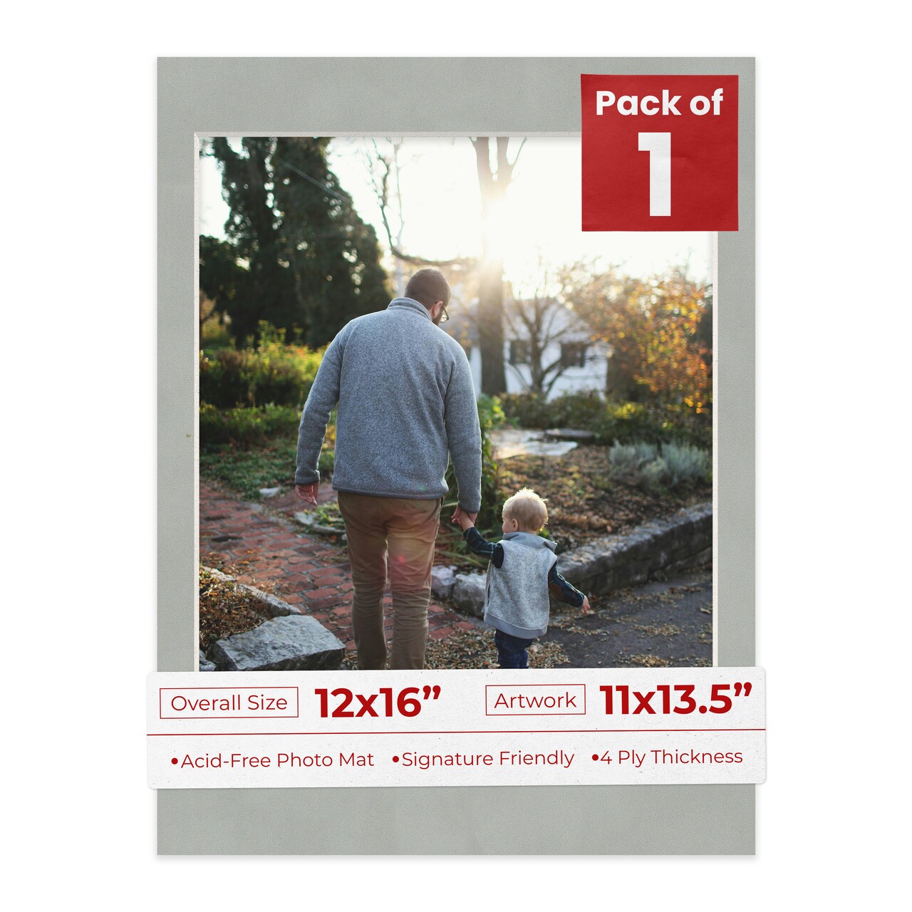 Light Grey Suede Mat Board for 12x16 Frames - Fits 11x13.5 Photos